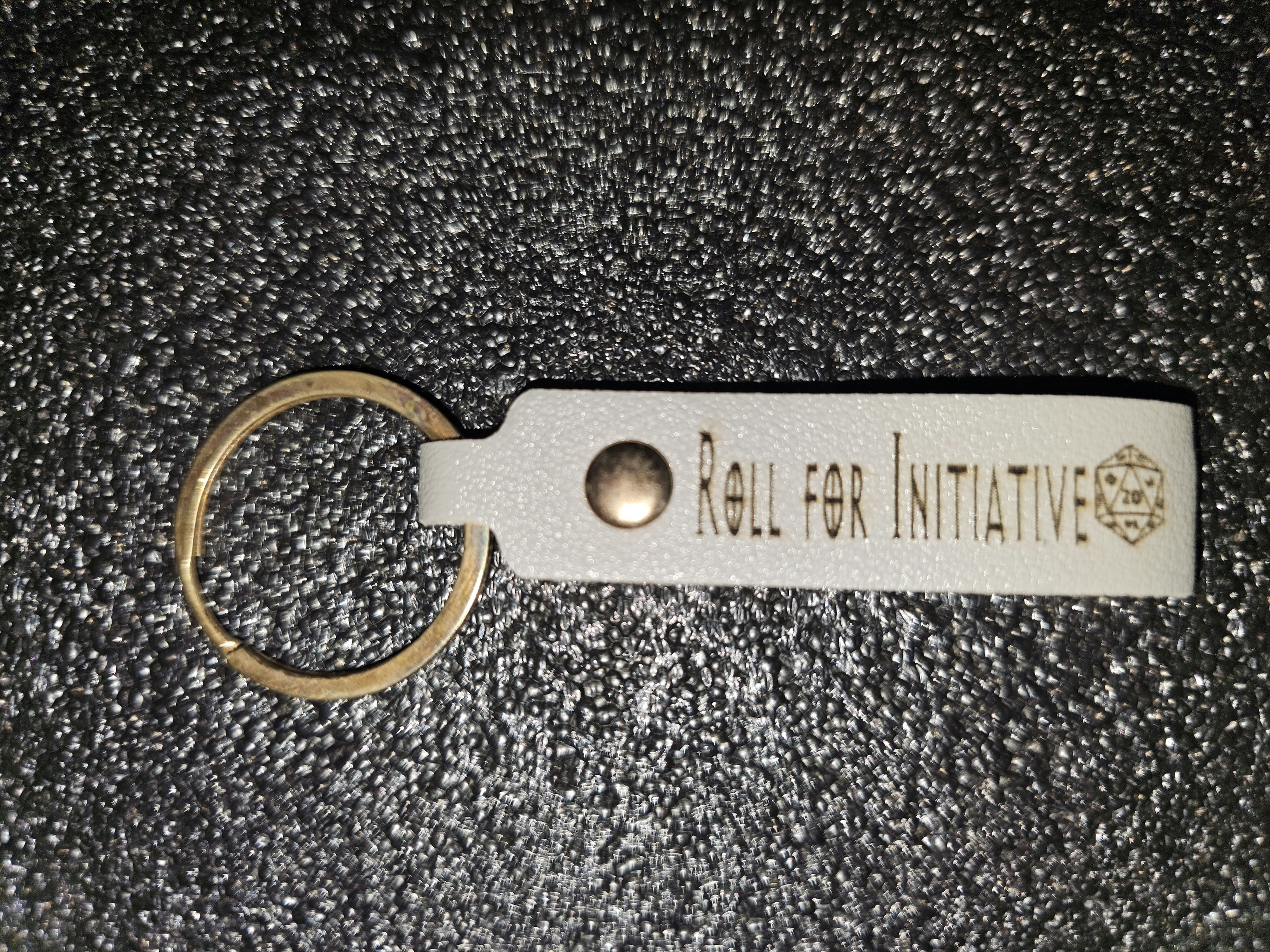 Roll For Initiative PU Leather Keychain